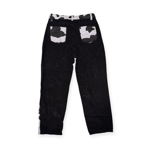 THE CLOUD COLLECTIVE Black & White Cow Jeans - Picture 2 of 2